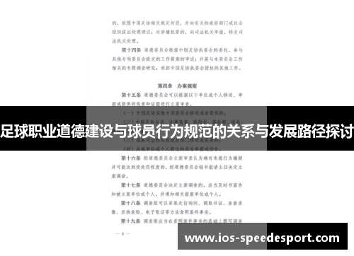 足球职业道德建设与球员行为规范的关系与发展路径探讨